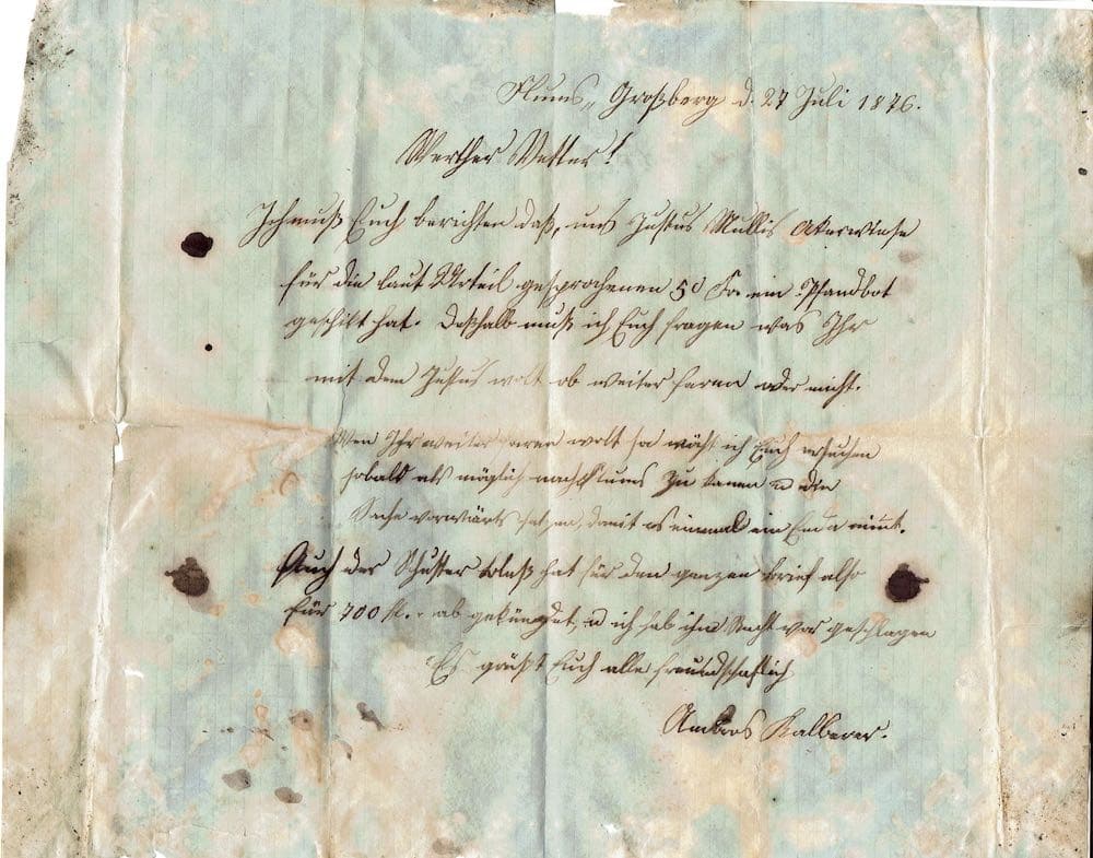 Brief vom 27. Juli 1876