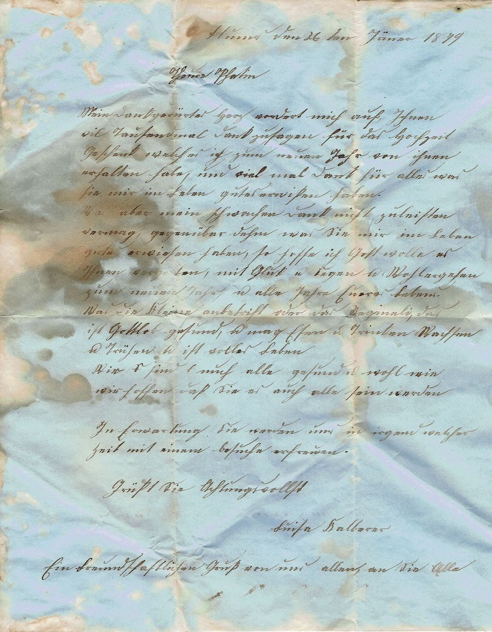 Brief vom 26. Jänner 1879